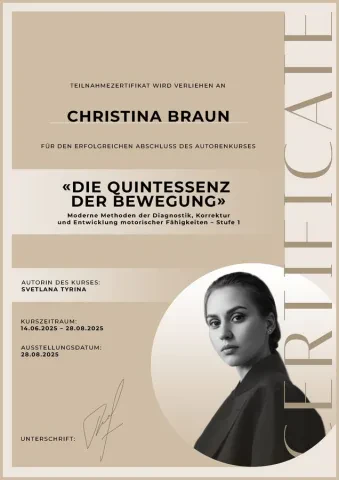 Quintessenz der Bewegung Zertifikat